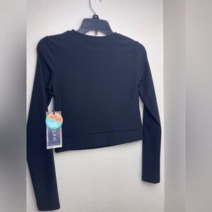 Kyodan Black Ribbed Long Sleeve Crop Top | Medium | NWT